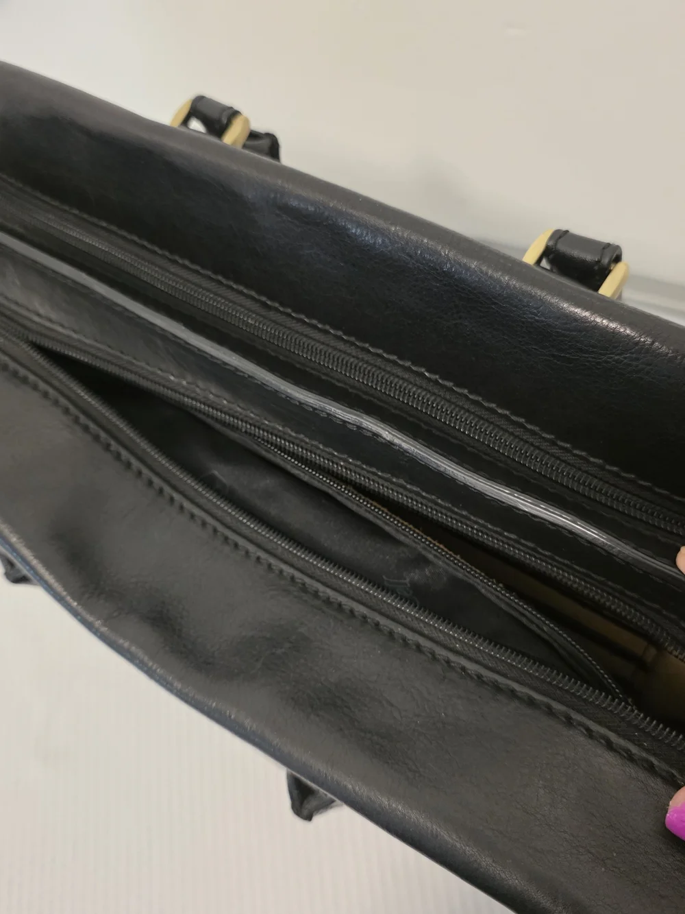 Valentino Leather Briefcase with Goldtone Hardware, Business Made In Italy